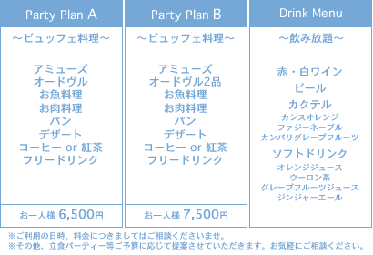 アフターパーティープラン内容
